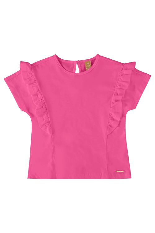 Blusa Infantil Básica em Meia Malha (Rosa Pink) Up Baby