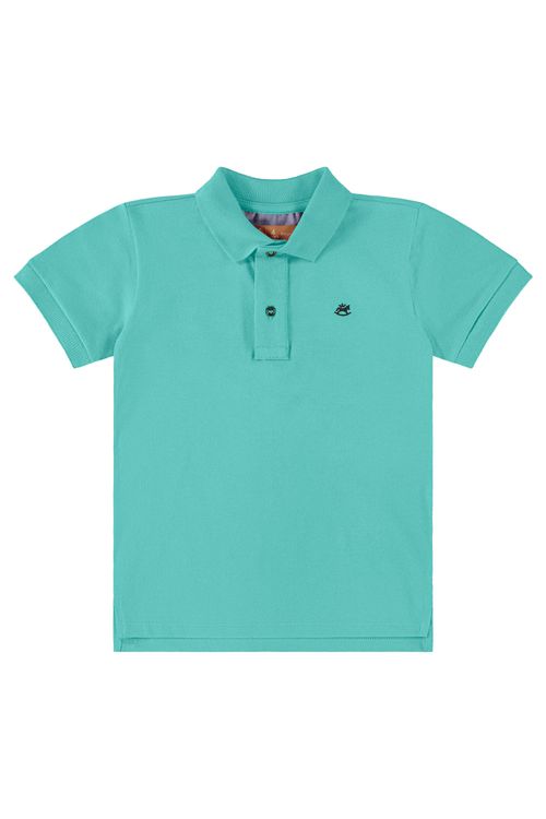Camisa Polo Infantil Básica para Menino em Piquet (Azul) Up Baby