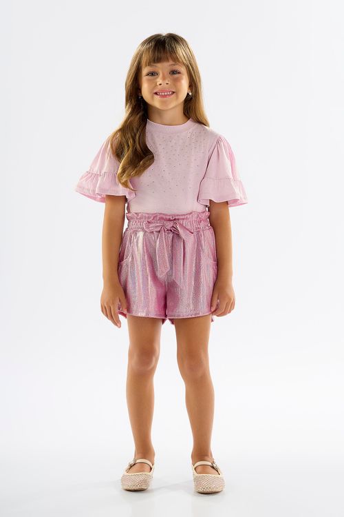 Conjunto Infantil para Menina com Blusa e Short (Roxo) Up Baby