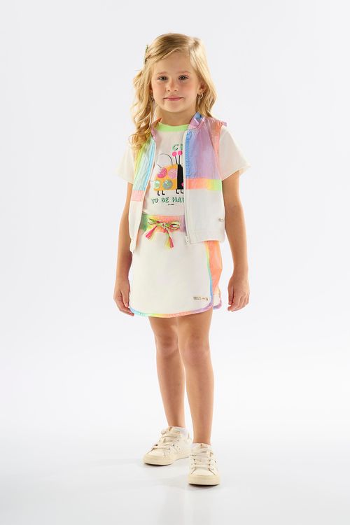Conjunto Infantil com Blusa e Short-Saia (Bege) Up Baby