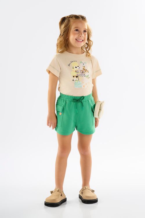 Conjunto Infantil para Menina com Blusa e Short (Bege) Up Baby
