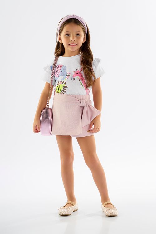 Conjunto Infantil com Blusa e Short-Saia (Branco) Up Baby
