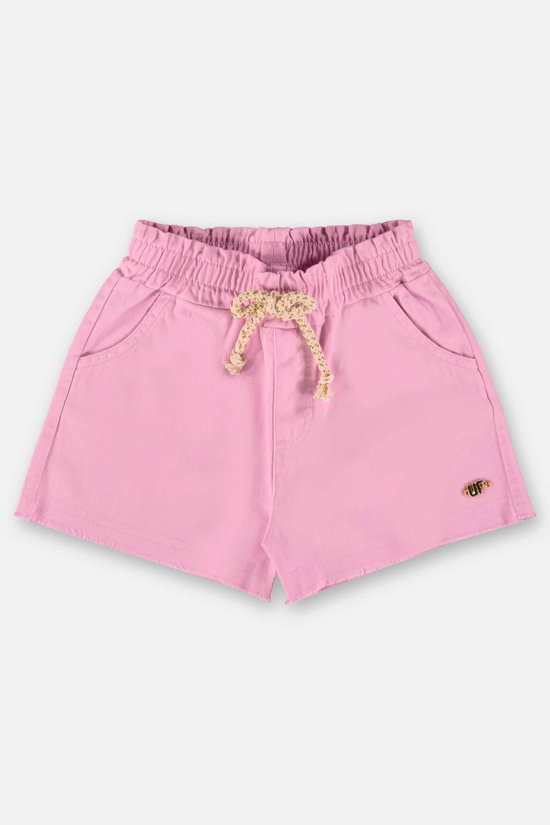 short-infantil-para-menina-em-sarja-com-elastano-rosa