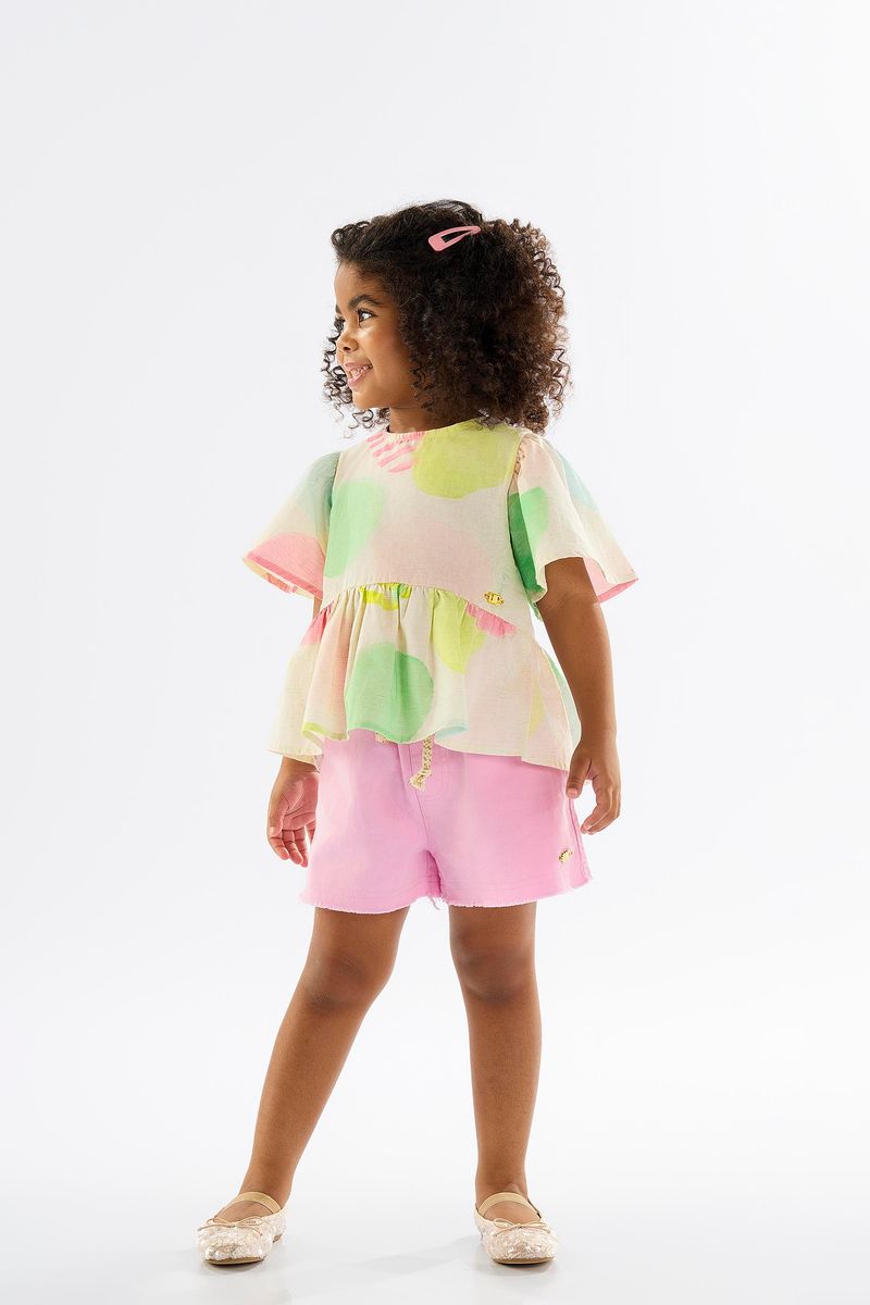 short-infantil-para-menina-em-sarja-com-elastano-rosa
