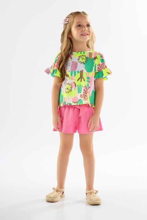 Conjunto Infantil para Menina com Blusa e Short (Bege) Up Baby