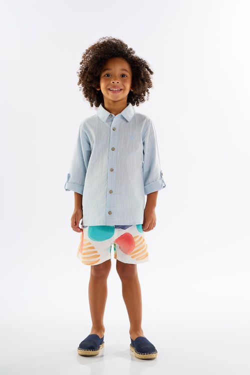 Conjunto Infantil para Menino com Camisa e Short (Azul) Up Baby