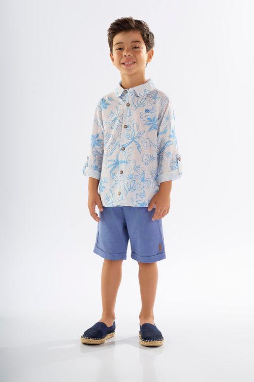 Conjunto Infantil para Menino com Camisa e Bermuda (Off White) Up Baby