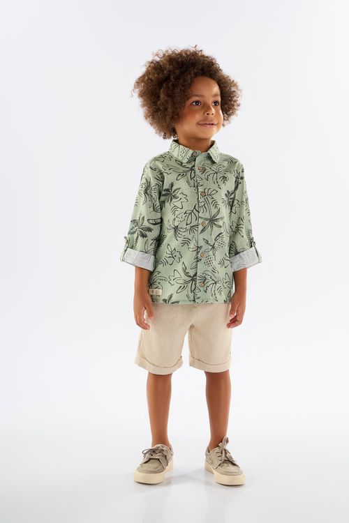 Conjunto Infantil para Menino com Camisa e Bermuda (Verde) Up Baby