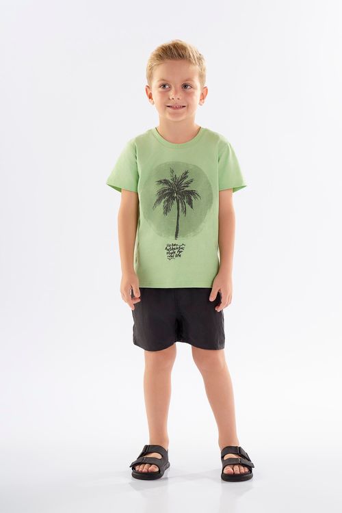 Camiseta Infantil de Mangas Curtas em Meia Malha (Verde) Up Baby