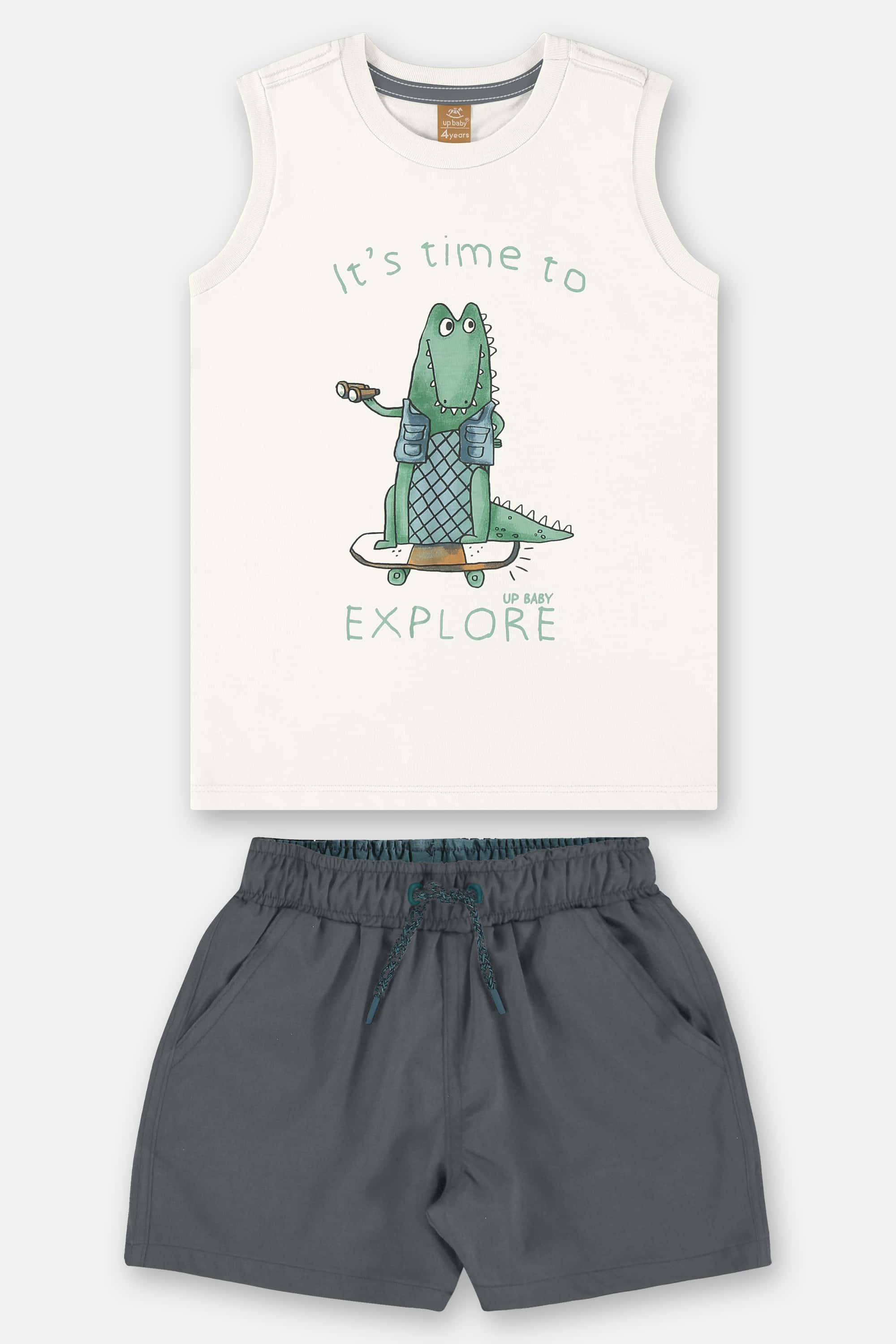 Conjunto Infantil Menino com Regata e Short (Bege) Up Baby