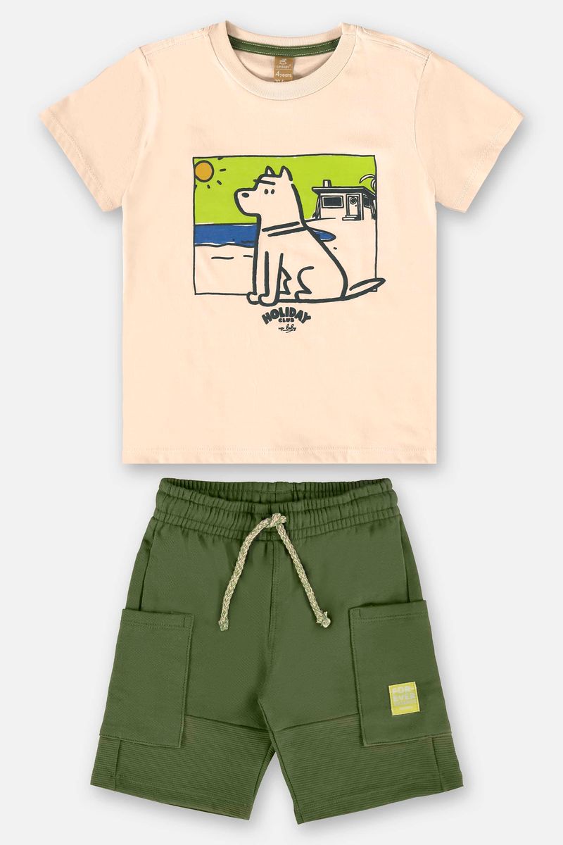 conjunto-com-camiseta-e-bermuda-infantil-para-menino-bege