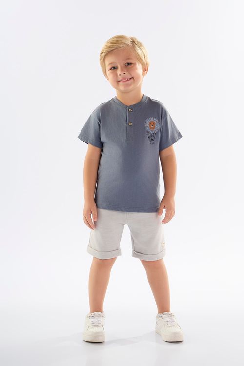 Conjunto com Camiseta e Bermuda Infantil para Menino (Cinza) Up Baby