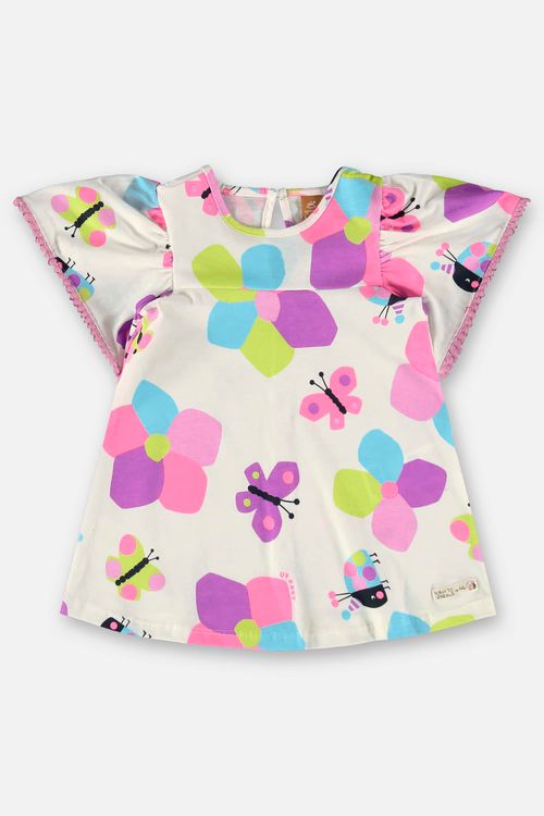 Vestido para Bebê em Meia Malha (Off White) Up Baby