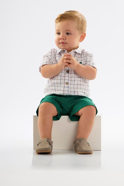 Conjunto para Bebê Menino com Body e Bermuda (Branco) Up Baby