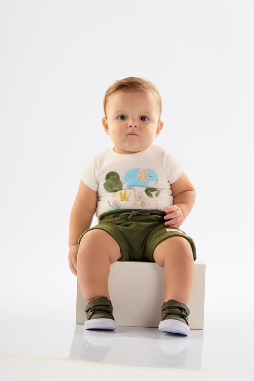Conjunto para Bebê Menino Body e Bermuda (Bege) Up Baby