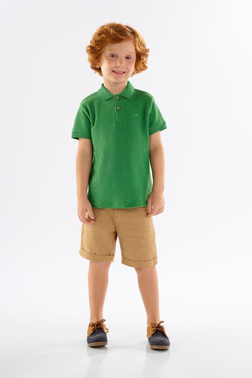 Camisa Polo Infantil Manga Curta para Menino em Piquet (Verde) Up Baby