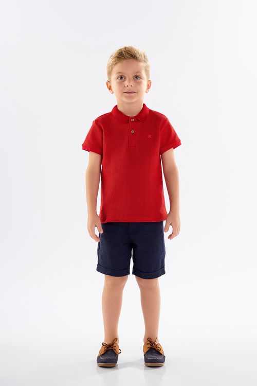 Camisa Polo Infantil Manga Curta para Menino em Piquet (Vermelho) Up Baby