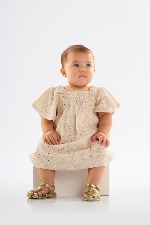 Vestido para Bebê em Laise Forrado (Off White) Up Baby