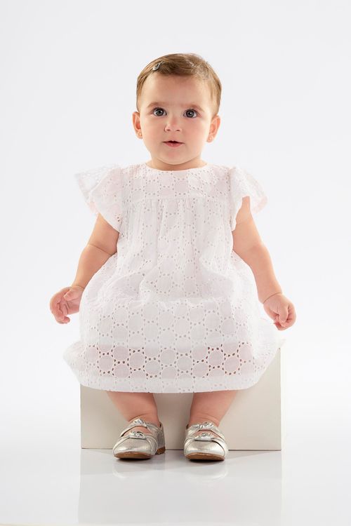 Vestido para Bebê em Laise com Forro (Branco) Up Baby