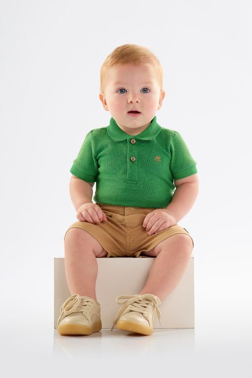 Conjunto para Bebê Menino Body Polo e Bermuda (Verde) Up Baby