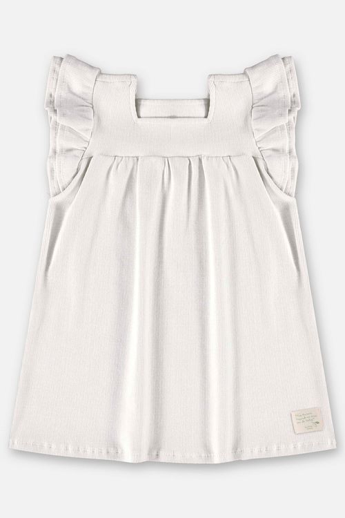 Vestido Infantil Nature em Ribana Canelada (Off White) Up Baby