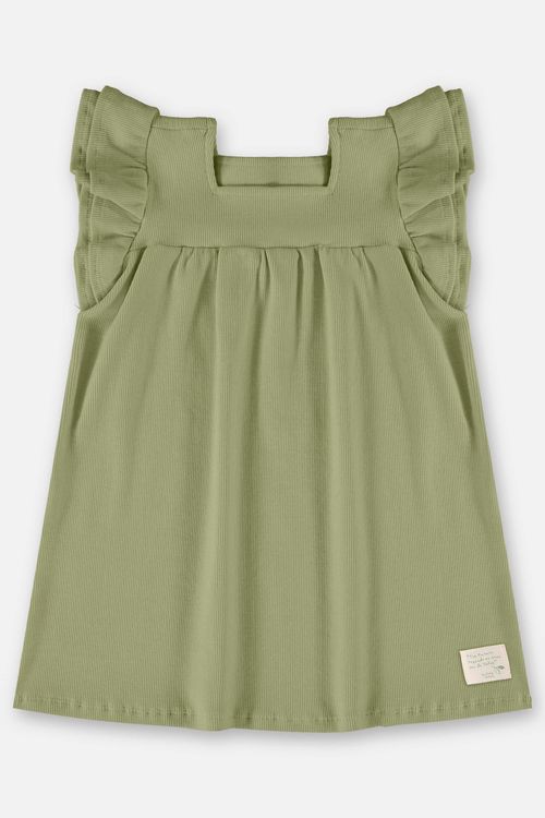 Vestido Infantil Nature em Ribana Canelada (Verde) Up Baby