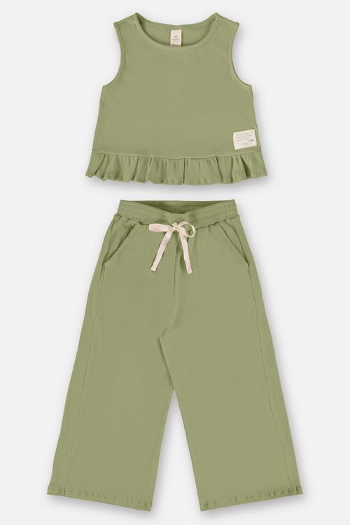 Conjunto Infantil para Menina com Blusa e Calça Nature (Verde) Up Baby