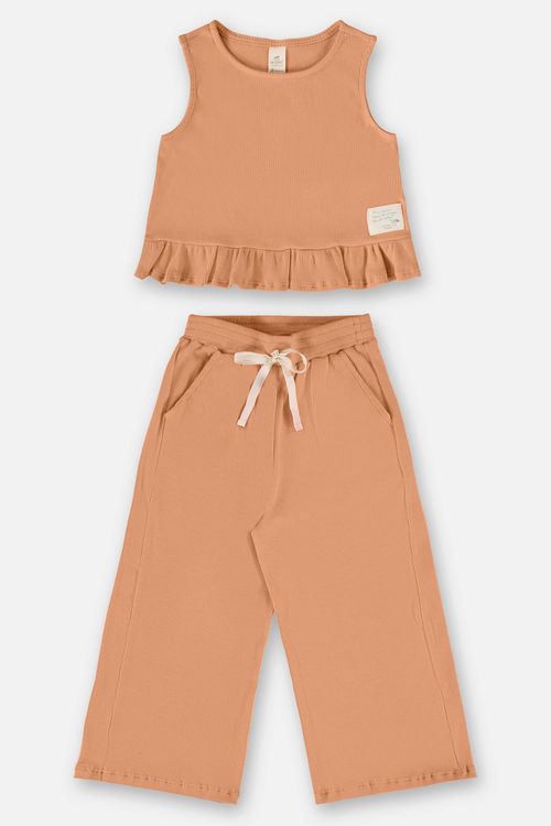 Conjunto Infantil para Menina com Blusa e Calça Nature (Marrom) Up Baby