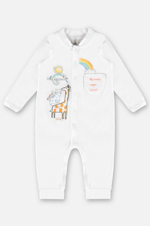 Macacão Comfy Unissex para Bebê em Suedine (Branco) Up Baby