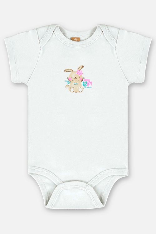 Body para Bebê Menina em Suedine (Branco) Up Baby