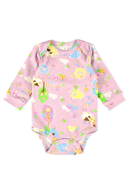 Body Manga Longa para Bebê Menina em Suedine (Lilás) Up Baby