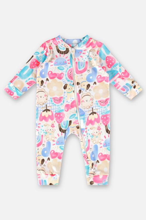 Macacão para Bebê Menina em Suedine Essentials (Branco) Up Baby