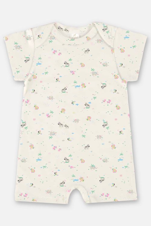 Macaquinho para Bebê Menina em Suedine Essentials (Off White) Up Baby