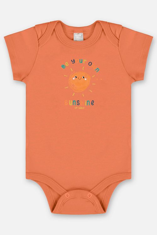 Body Manga Curta para Bebê Menino em Suedine (Laranja) Up Baby