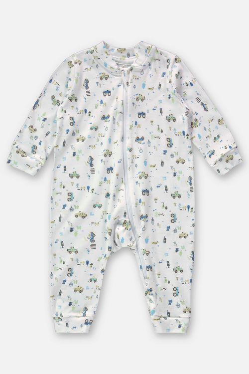 Macacão para Bebê Menino em Suedine Essentials (Branco) Up Baby