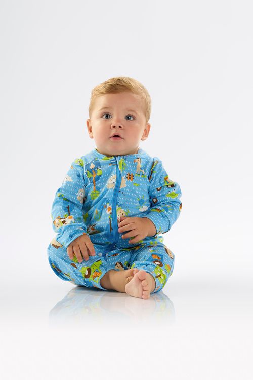 Macacão para Bebê Menino em Suedine Fazendinha (Azul) Up Baby