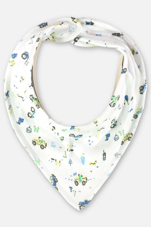 Babador Dupla Face para Bebê Menino em Suedine (Branco) Up Baby
