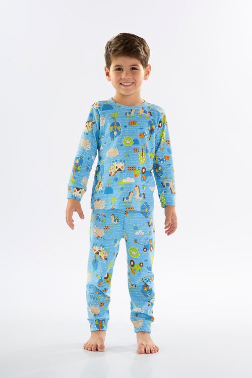 Pijama Infantil Unissex em Suedine (Azul) Up Baby