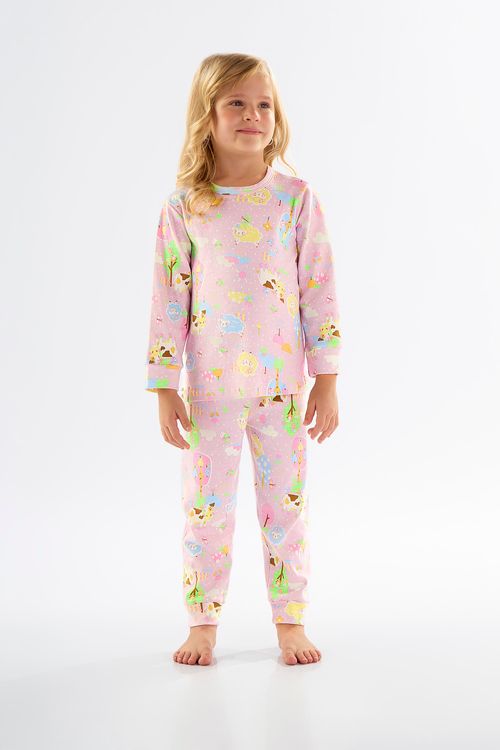 Pijama Infantil Unissex em Suedine (Rosa) Up Baby