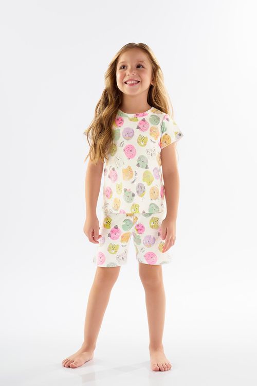 Pijama Infantil para Menina em Suedine (Bege) Up Baby