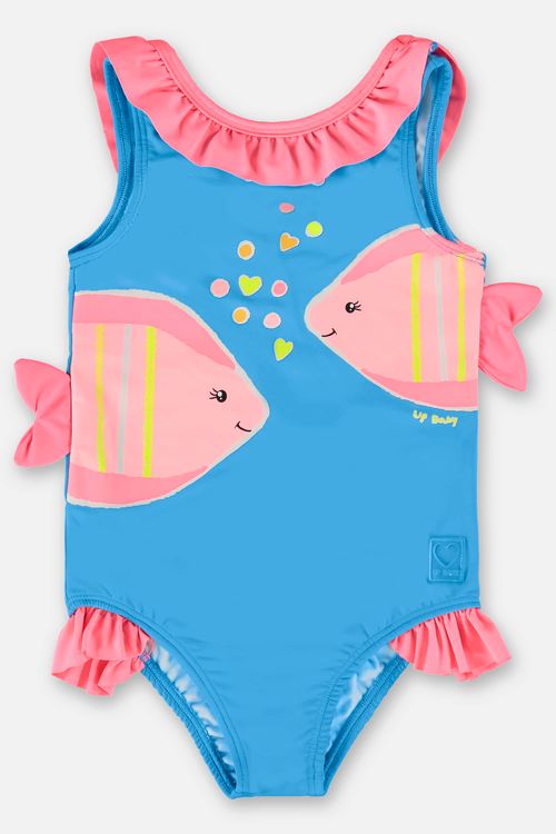 Maiô Infantil Peixinhos em Malha FPS+50 com Forro (Azul) Up Baby