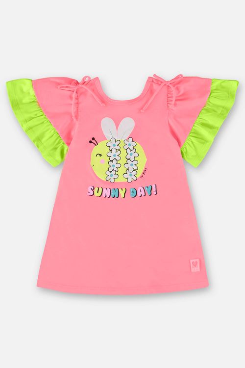 Saída de Praia Sunny Day Infantil em Meia Malha (Rosa Pink Neon) Up Baby