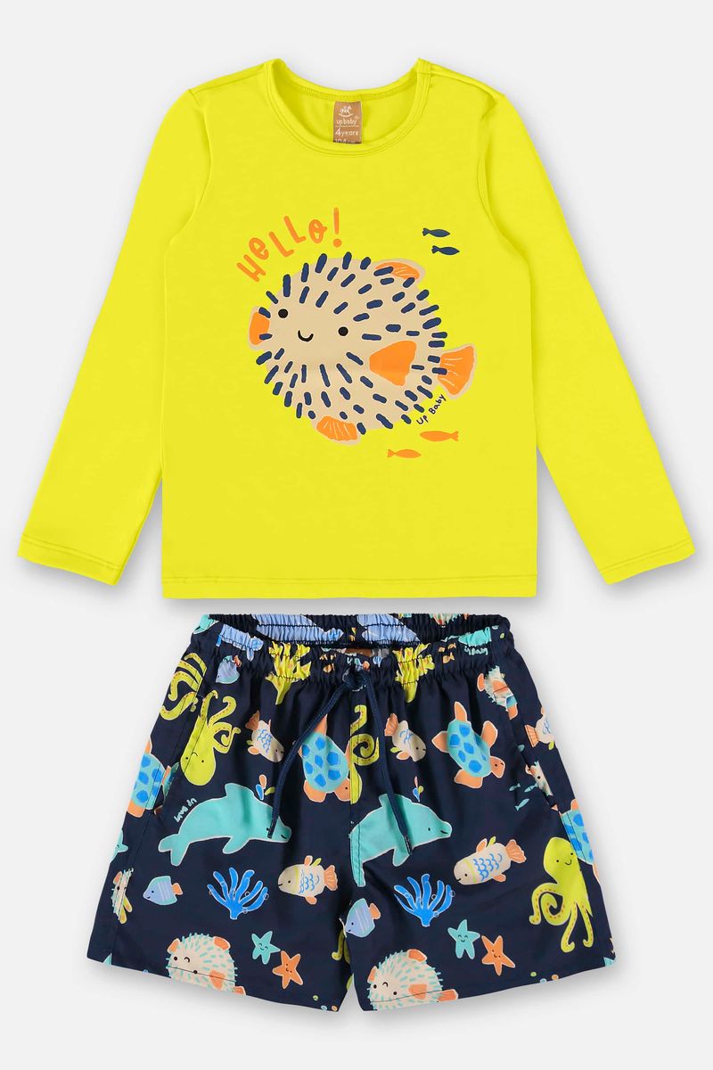 conjunto-infantil-de-camiseta-fps50-e-short-verde-limao