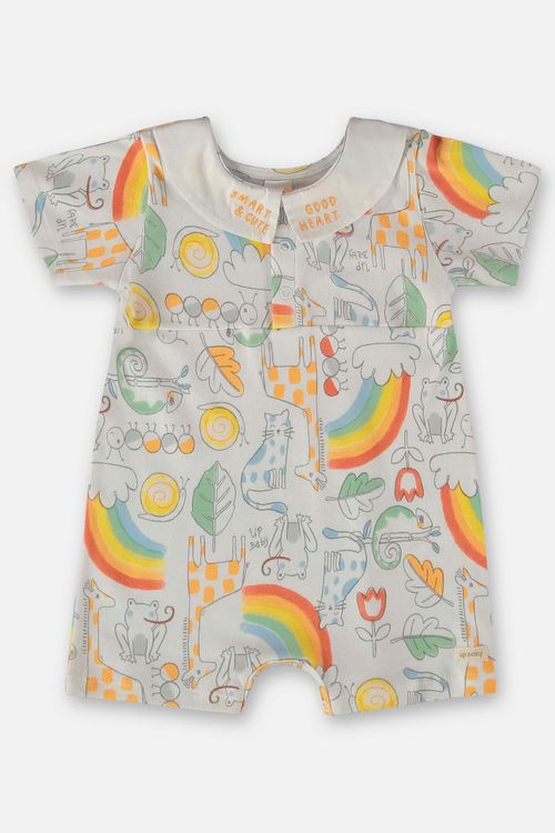 Macaquinho Comfy Unissex para Bebê em Suedine (Branco) Up Baby