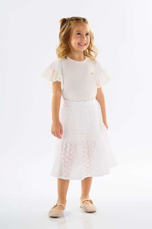 Conjunto Infantil para Menina com Blusa e Saia (Branco) Up Baby