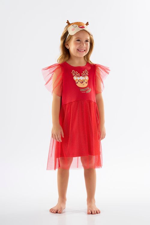 Camisola Infantil para Menina em Suedine com Tapa Olho (Vermelho) Up Baby