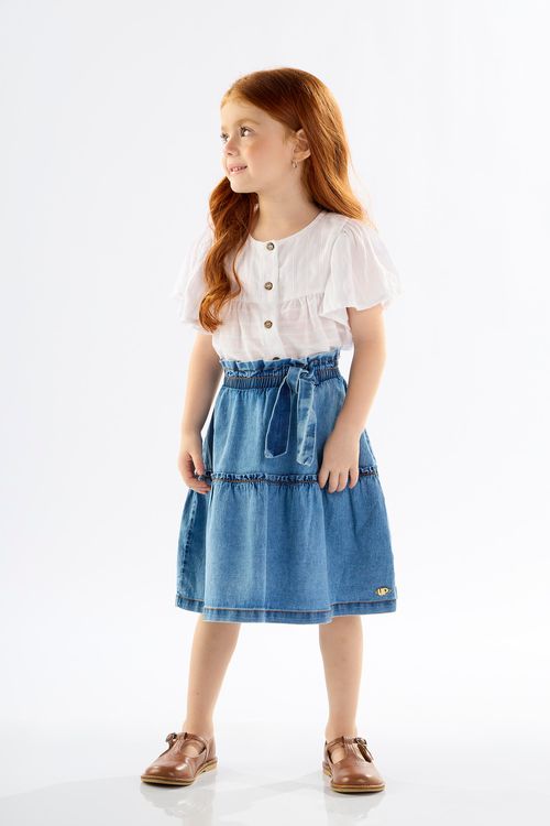 Bata Infantil para Menina em Cotton (Branco) Up Baby