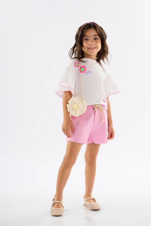 Blusa Infantil para Menina em Meia Malha (Branco) Up Baby