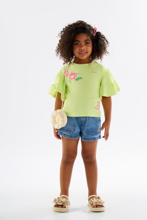 Blusa Infantil para Menina em Meia Malha (Verde) Up Baby