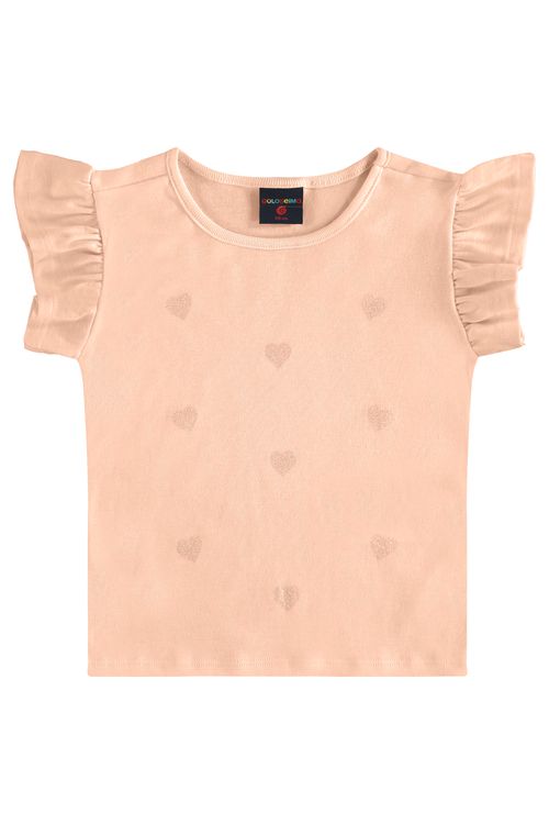 Blusa Infantil de Manga Curta em Ribana (Rosa) Guloseima